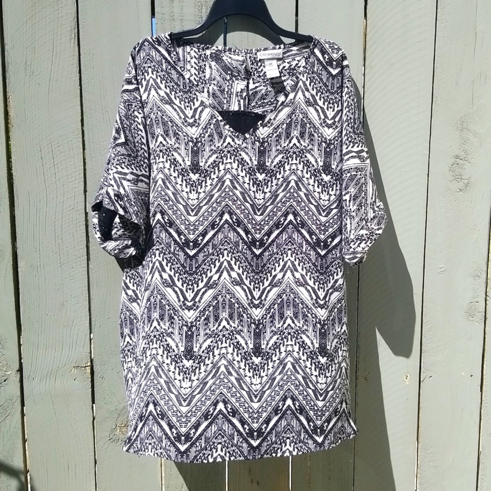 🇺🇦 Paisley Short Sleeve Blouse Size 2X New Without Tag